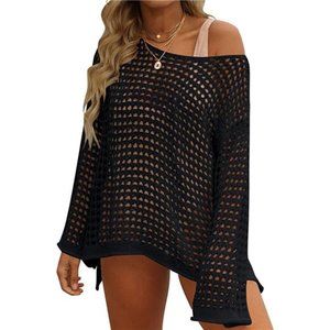 Women's 2023 Summer Crochet Hollow Out Long Sleeve Beach Bikini Swimsuit